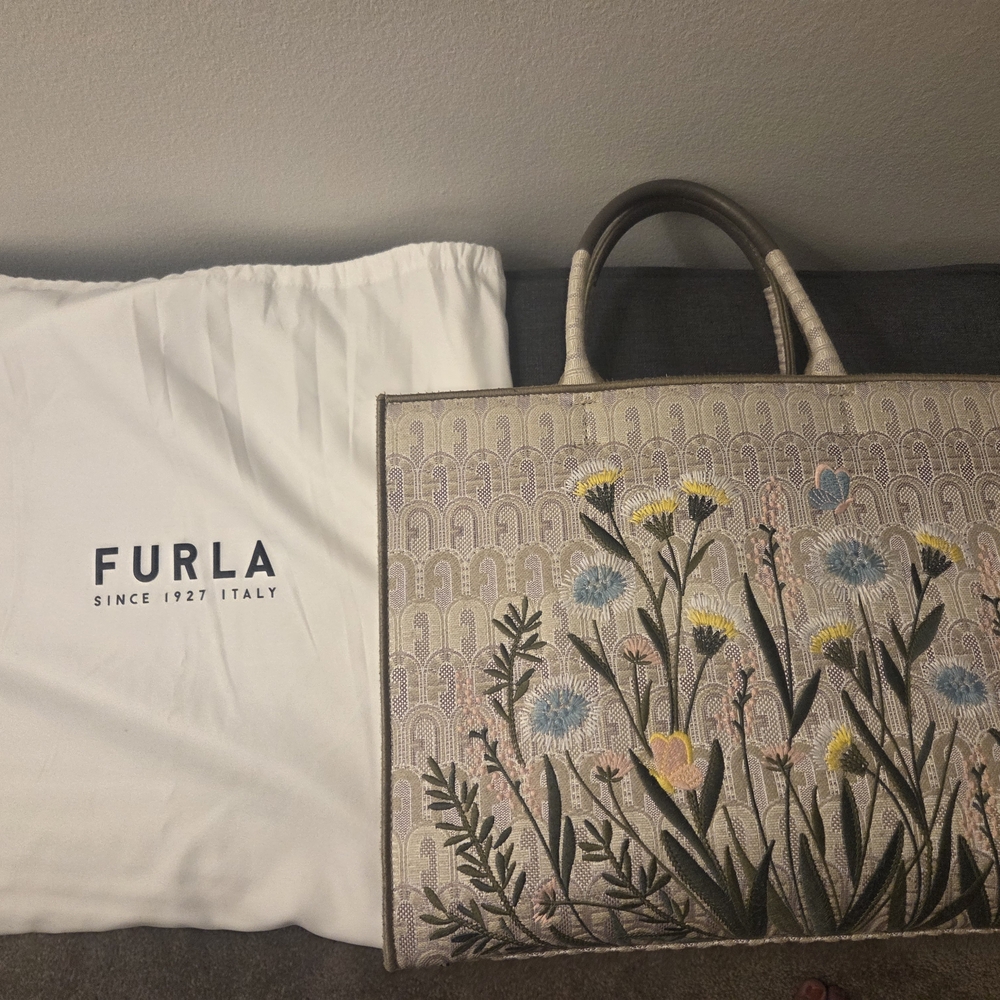 Furla Floral Embroidered Large Opportunity Bag